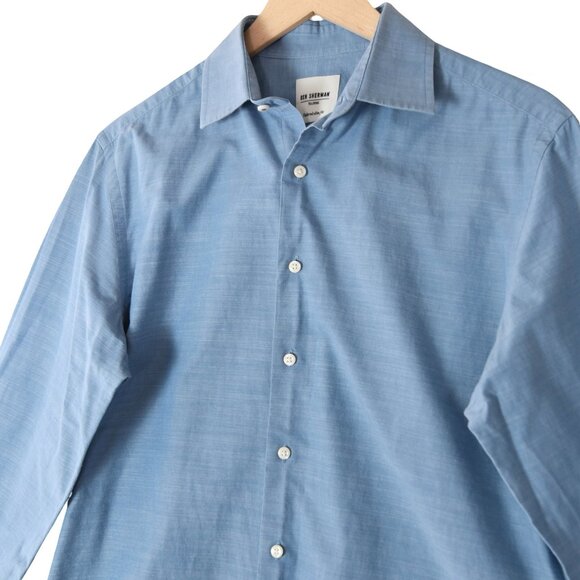Ben Sherman Blue Dress Shirt Tailored Slim Fit 15.5 34/35 Medium Mod Menswear - Picture 2 of 7